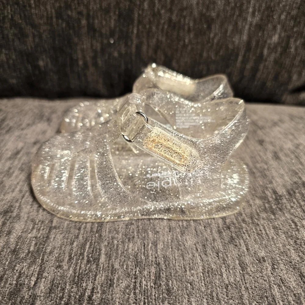 Simple Joys by Carters Nora Clear Glitter Jelly Sandals Kids Size 4M‎ WLEDEC22